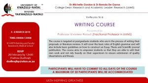 WRITING COURSE FOR MASTERS AND PHD 4 to 8 MARCH 2019 002
